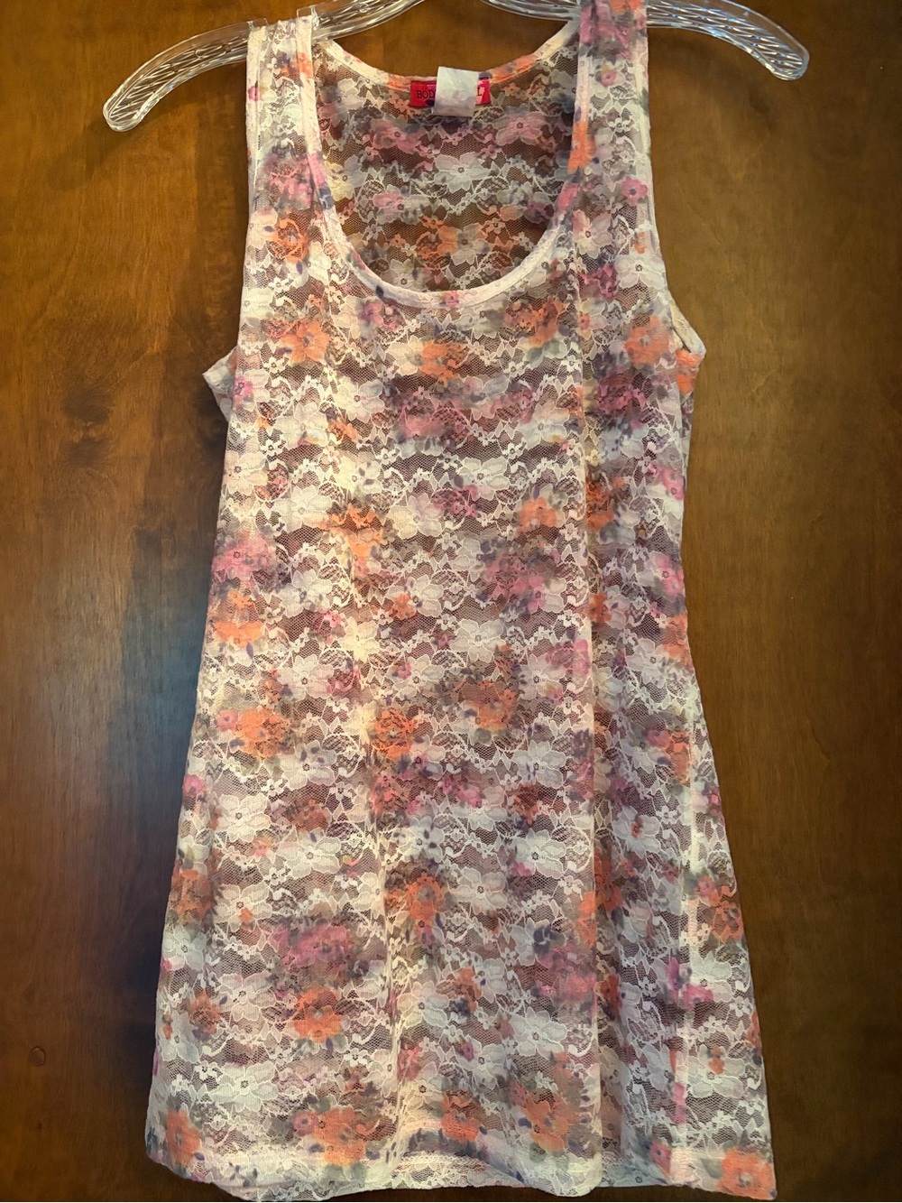 Sheer floral lace tank